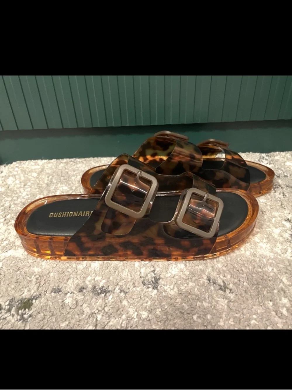 Cushionaire Pool Jelly Slide Sandals Women’s 10 Brown Tortie Clear Waterproof